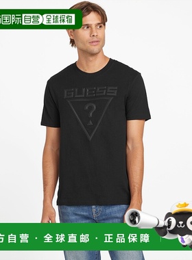 自营guess生态布鲁诺斯圆领标志T恤-黑色 美国奥莱直发男装
