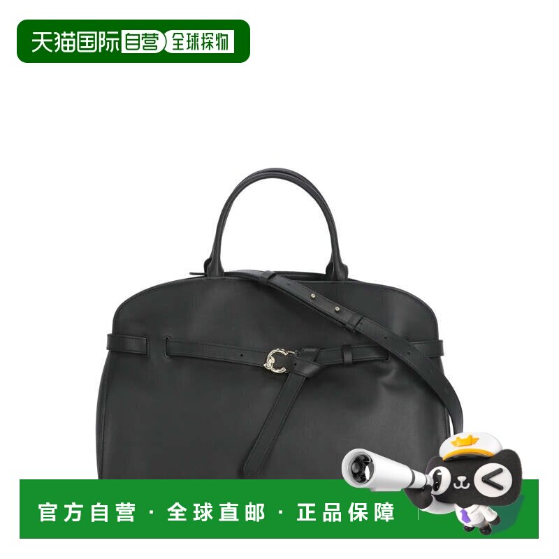 自营Coccinelle结构化单肩包，配有标志性金色五金配件-黑色 美国图片