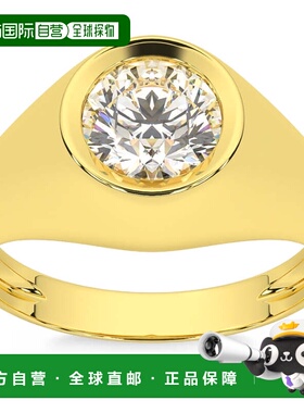 自营pompeii3男士单粒圆形钻石戒指 1 克拉周年纪念尾戒 14k 黄金