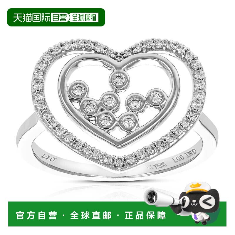 自营vir jewels1/4 克拉圆形实验室培育钻石爪镶订婚戒指 .925 纯
