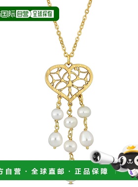 自营 Mimi & Max 6-6.5 毫米养殖淡水珍珠枝形吊灯式心形吊坠带链