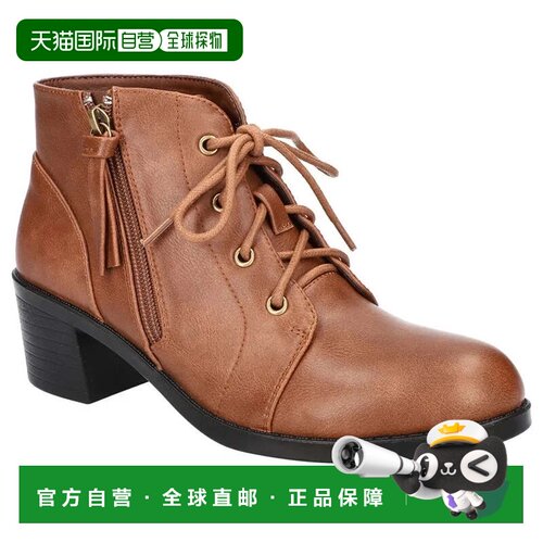 自营Easy Street Becker女靴2w棕色人造皮革脚踝短靴RHS9513-棕色