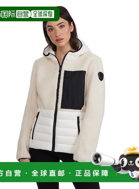 自营 Pajar 女士浅黄色轻质混合媒体夹克，带固定兜帽 - 白色 op