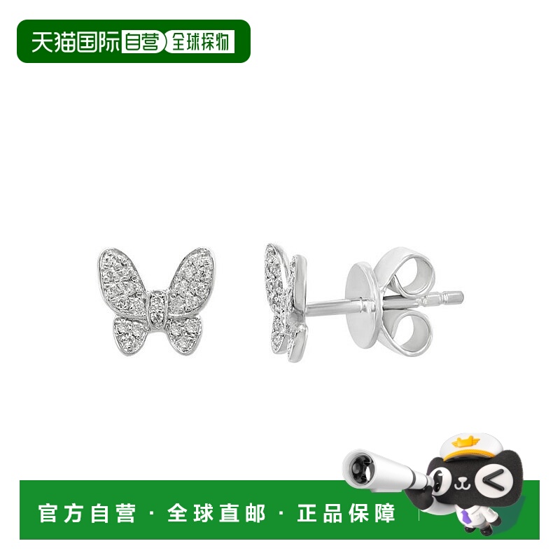 【美国直邮】effy 通用 耳坠纯银蝴蝶宝石钻石耳环精致耳钉银色