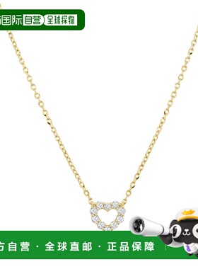 自营sabrina14K Yellow Gold Diamond Open Heart Necklace 0.25