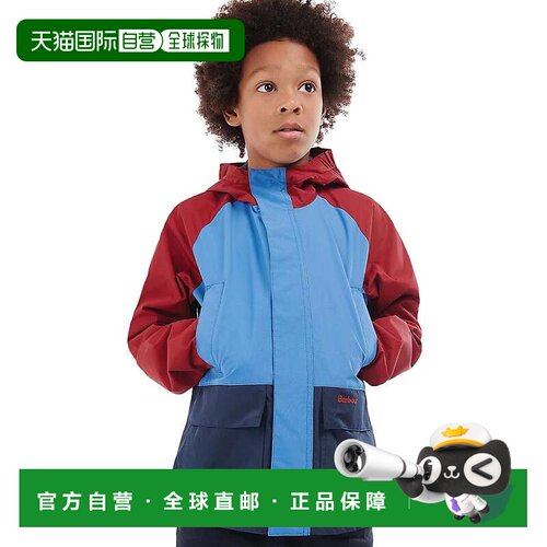 自营Barbour Boys Cheviot Navy Showerproof Jacket - navy 美国