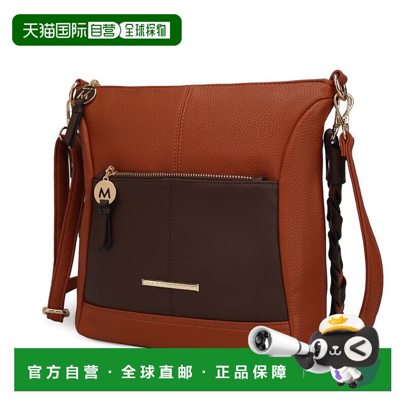 自营 mia k collectionNala Vegan 拼色皮革女士单肩包 - cognac-