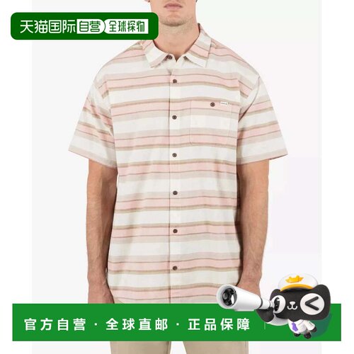 自营Hurley One & Only Lido衬衫男士骨条纹短袖纽扣DSGL1234-米