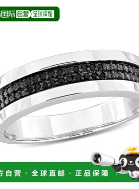 自营 Mimi & Max 1/10 克拉 TDW 黑钻石男士双排周年纪念戒指 925