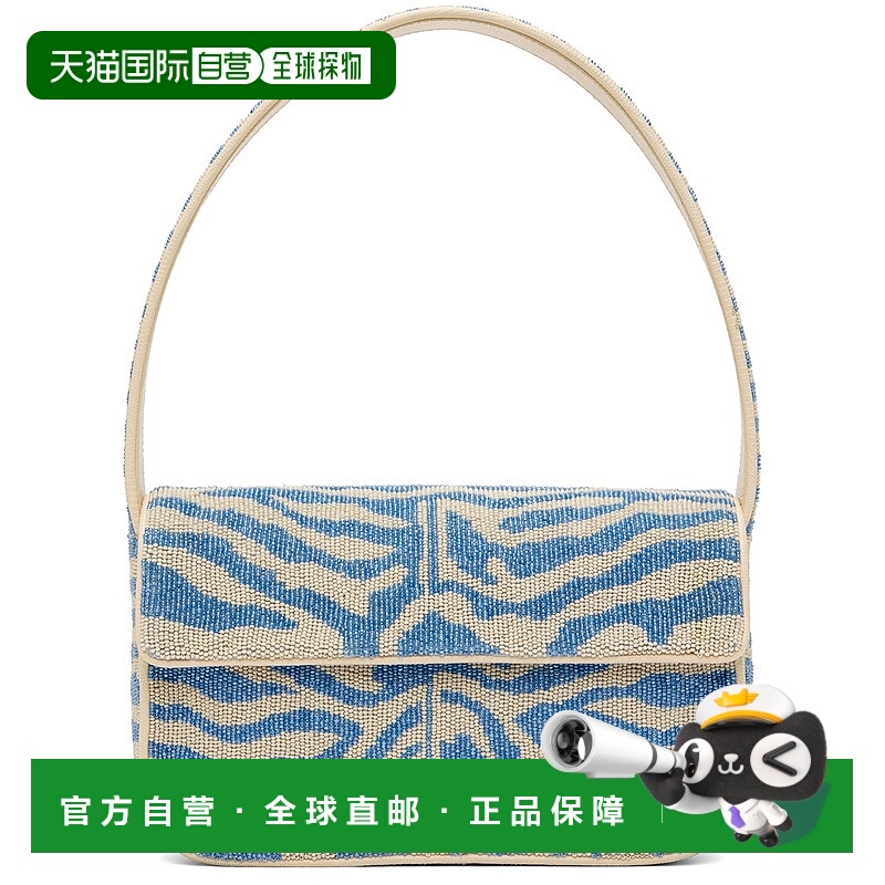 1h可退 香港直邮潮奢 Staud 女士 蓝色 & 灰白色 Tommy 单肩包 20