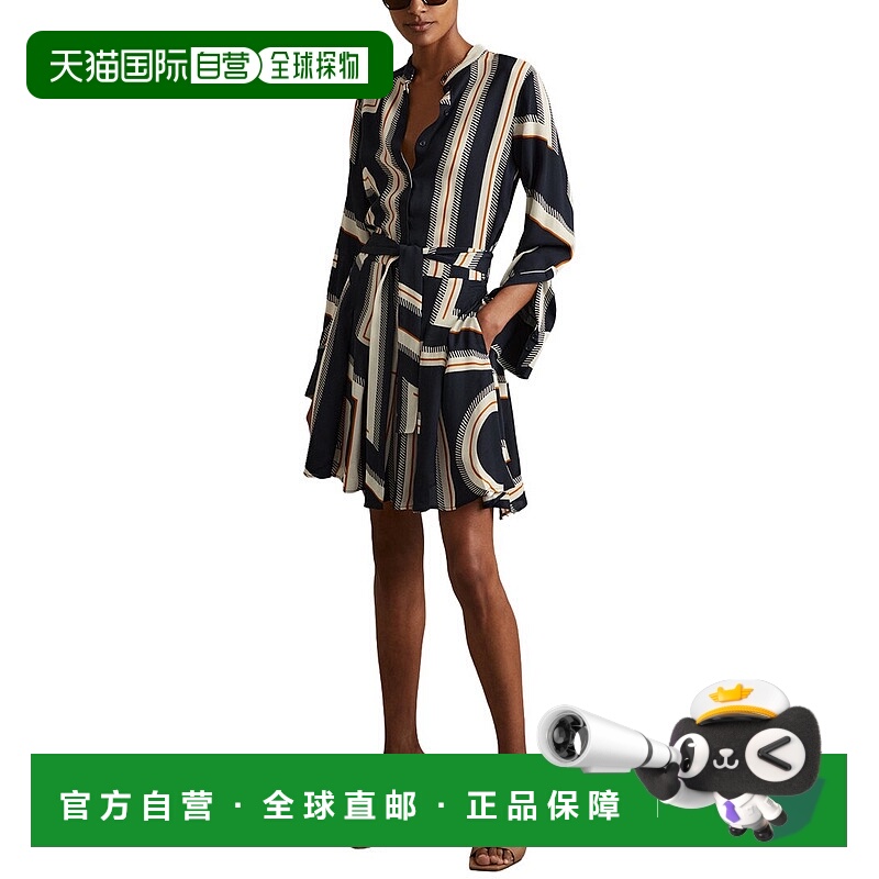 自营Reiss Ciara Printed Geo Short Dress - navy 美国奥莱直发