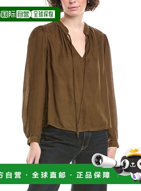 自营 Bella Dahl花朵领带衬衫-绿色 美国奥莱直发长袖泡泡袖