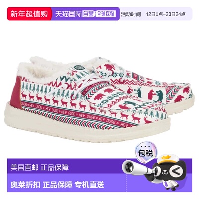 自营Hey Dude Wendy Holiday Cheers 43009-119 Women's White Sl