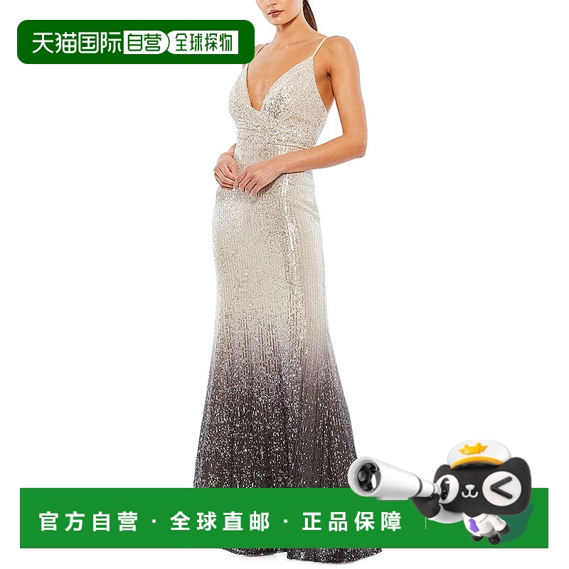 自营Mac Duggal深蓝色亮片礼服-炭灰色 美国奥莱直发