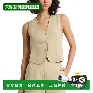 美国奥莱直发新款 自营 棕色 Air亚麻混纺宽松背心 Onia