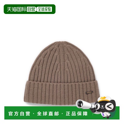 自营bossCashmere beanie hat with ribbing - light beige 美国