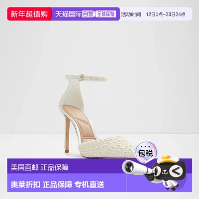 自营Aldo Derperla Pumps Women's White Beaded Ankle Strap Sti