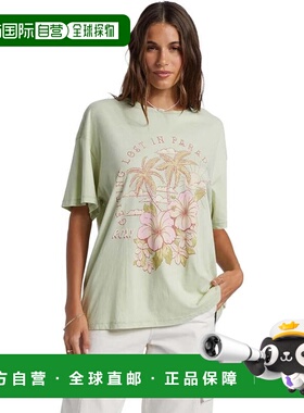 自营Roxy芙蓉天堂t恤女绿色大圆领DSGL1227-绿色 美国奥莱直发