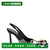 自营salvatore 美国奥 黑色 ferragamoJessie水晶装 饰斜背高跟鞋