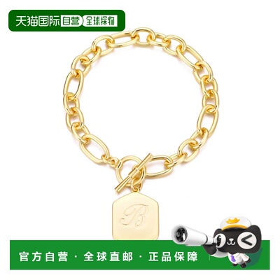自营adornia14k Gold Plated Monogram Initial Chunky Toggle Br