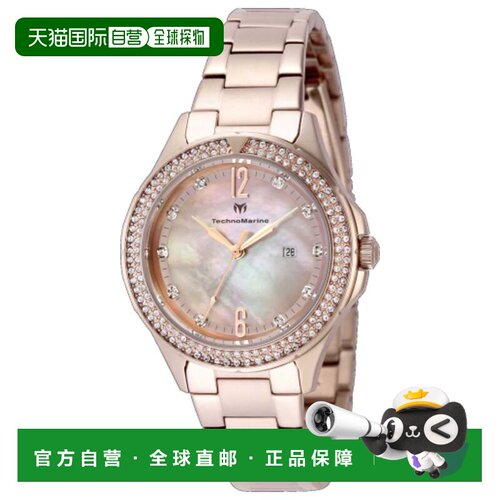 自营TechnoMarine女士Luna Tides 33mm手表TM-826009-玫瑰金 美国