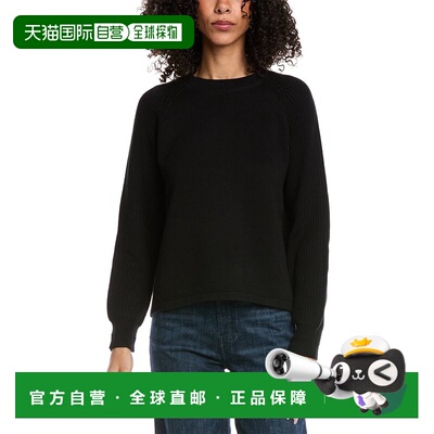 自营Vince Ribbed Raglan Sweater - black 美国奥莱直发毛衣