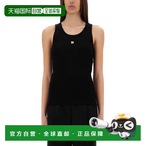 自营givenchy修身黑色背心上衣，饰有徽标细节-黑色 美国奥莱直发