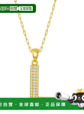 自营 simona纯银 Micro Pave CZ \'J\' 块首字母带回形针链 - 镀