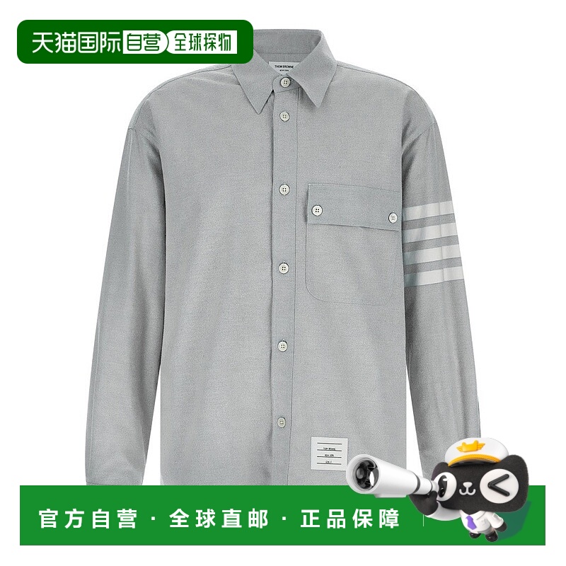 自营thom browne'4Bar' Flannel Shirt - grey 美国奥莱直发