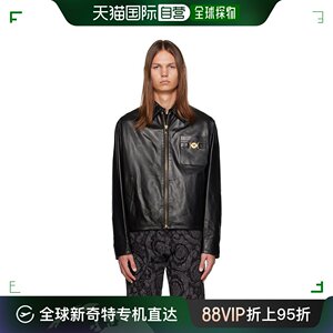 美国直邮Versace 男士 夹克范思哲皮衣外套皮夹克拉链