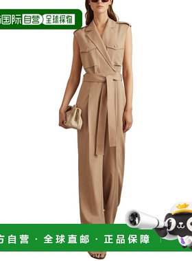 自营Reiss Luisa Pocket Detail Wool-Blend Jumpsuit - stone 美