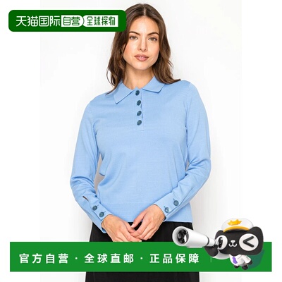自营yal new yorkSoft Blue Collared Knit Top - blue 美国奥莱