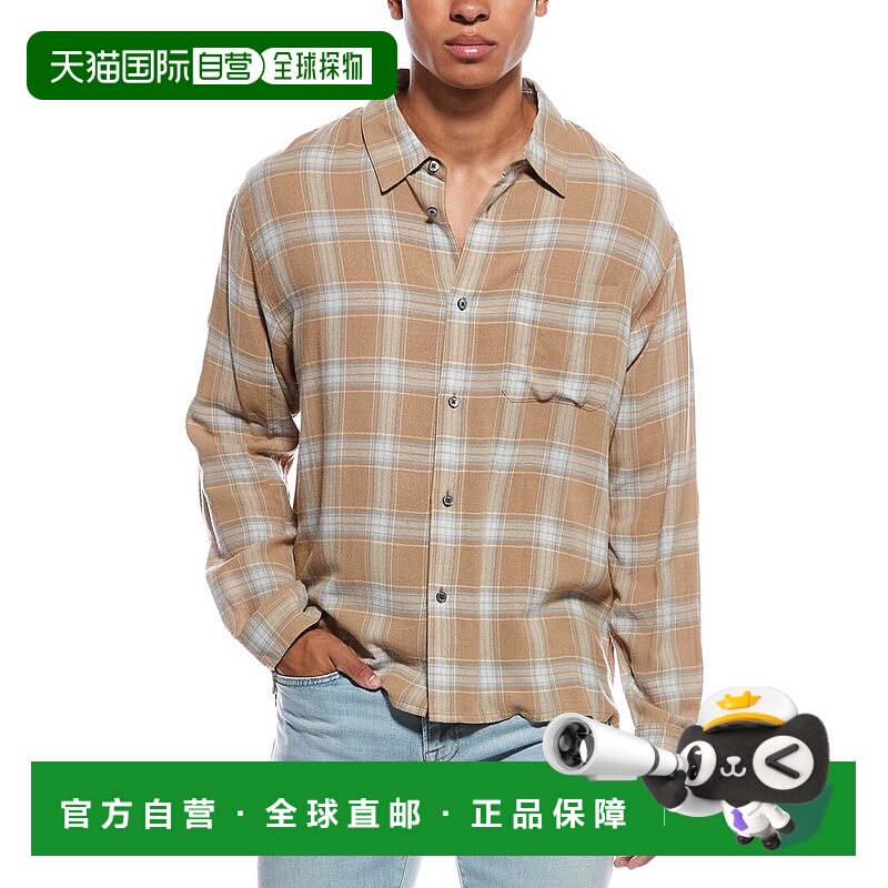自营FRAME Denim Plaid Wool-Blend Shirt - beige 美国奥莱直发