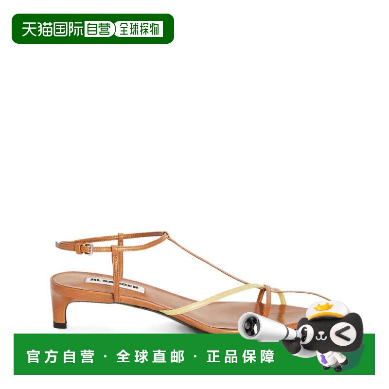 自营jil sander棕色编织绑带绒面革凉鞋-棕色 美国奥莱直发尖头