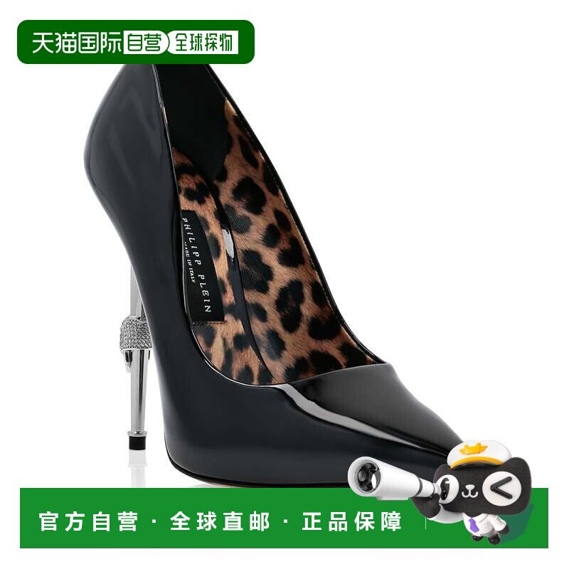 自营philipp plein骷髅头高跟漆皮高跟鞋 - 黑色 美国奥莱直发