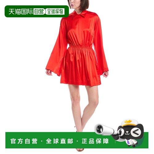 自营Caroline Constas Aesha Bell Sleeve Silk-Blend Mini Shirt