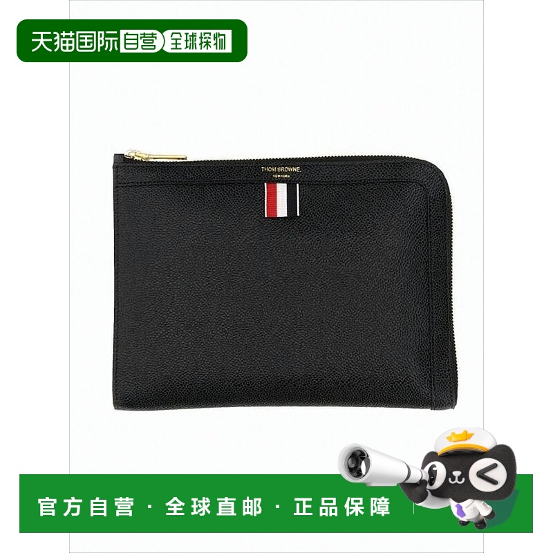 自营thom browneTextured Calf Leather Clutch With Zip-Around