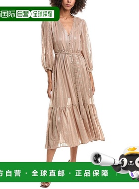 自营saltwater luxe盐水奢华亮片Midi连衣裙-米色 美国奥莱直发