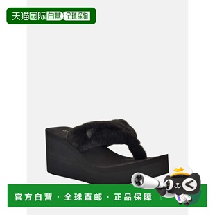 Wedge Fur Sandals black 美国奥莱 自营guessSabinn 001 Faux