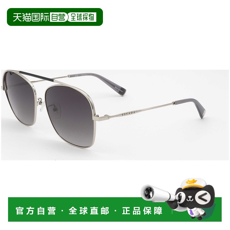 自营 Escada女式59毫米银色太阳镜-闪亮的银色哑光黑色 美国奥莱