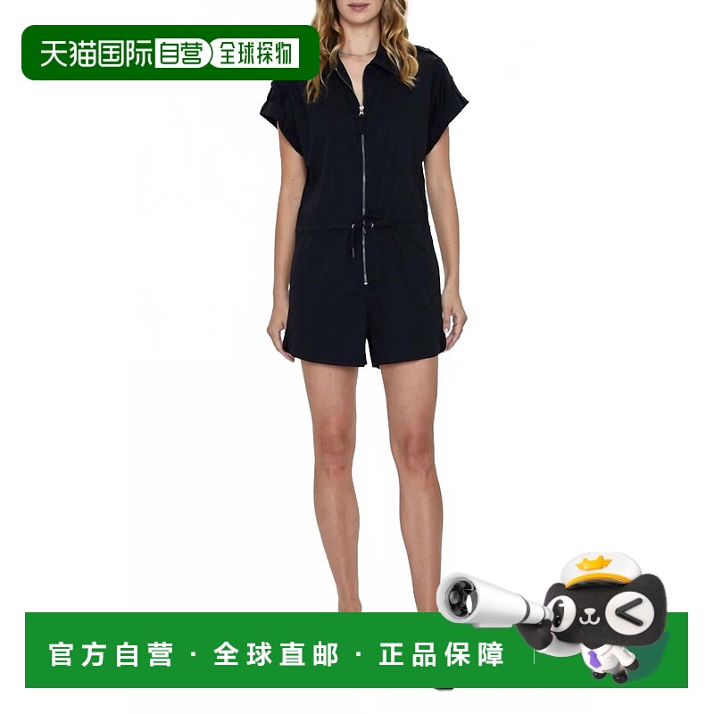 自营pistolaMeg Zip-Front Utility Romper In Black - black 美