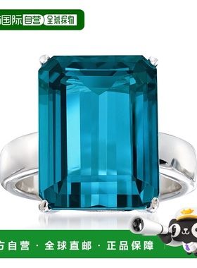 自营 925 纯银 Ross-Simons 伦敦蓝托帕石戒指 - 蓝色 美国奥莱直