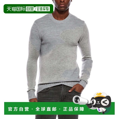 自营John Varvatos reector羊毛混纺圆领毛衣-灰色 美国奥莱直发