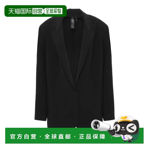 自营norma kamali黑色经典翻领魔术贴紧扣超大西装外套-黑色 美国