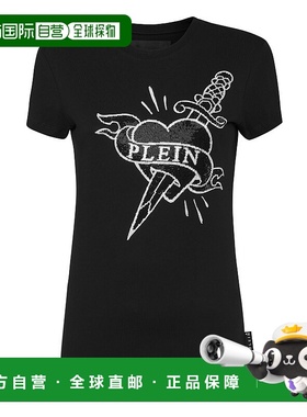 自营philipp pleinT-Shirt Sexy Pure Round Neck SS Strass Love