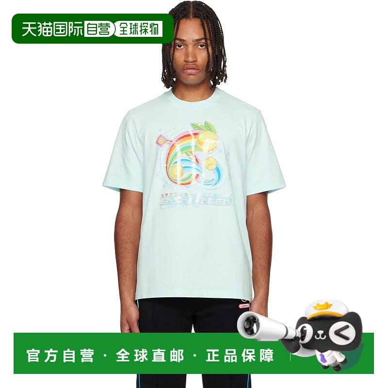 1h可退 香港直邮潮奢 Casablanca 男士 蓝色 Manga Tennis Ball T