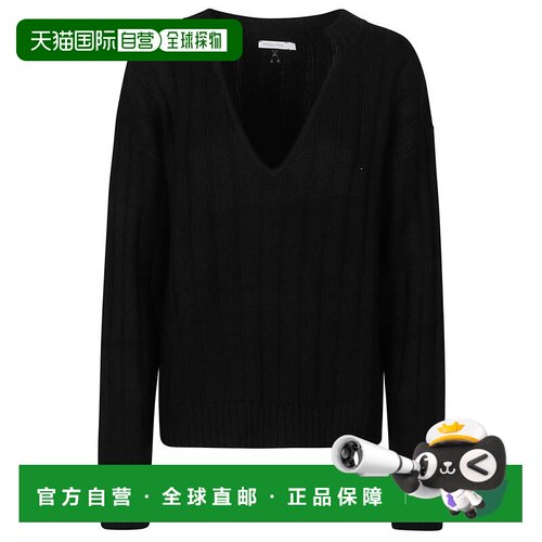 自营patrizia pepe深v领亚克力混纺毛衣-黑色 美国奥莱直发