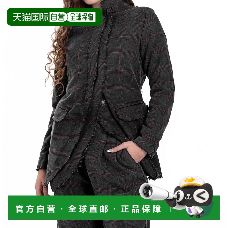 自营baciDouble Placket Raw Edge Plaid Jacket In Iron - iron