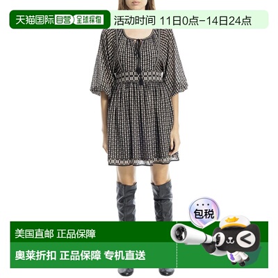 自营Max Studio Puff Sleeve Mini Dress - black 美国奥莱直发