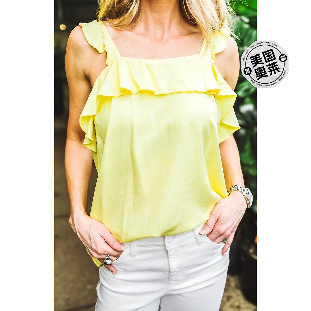 velvet heartsalem 黄色荷叶边背心 - 黄色 【美国奥莱】直发